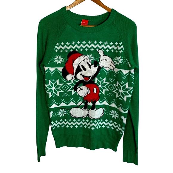 Vintage Authentic Disney Women's Mickey Mouse Santa Knit Christmas Sweater Med - Picture 1 of 7